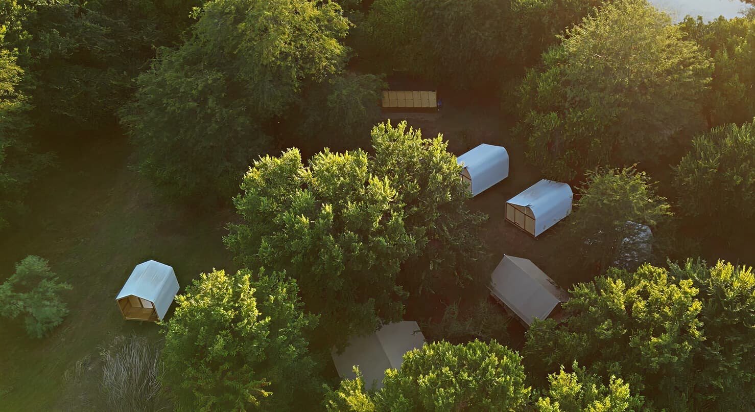Glamping tents on the island